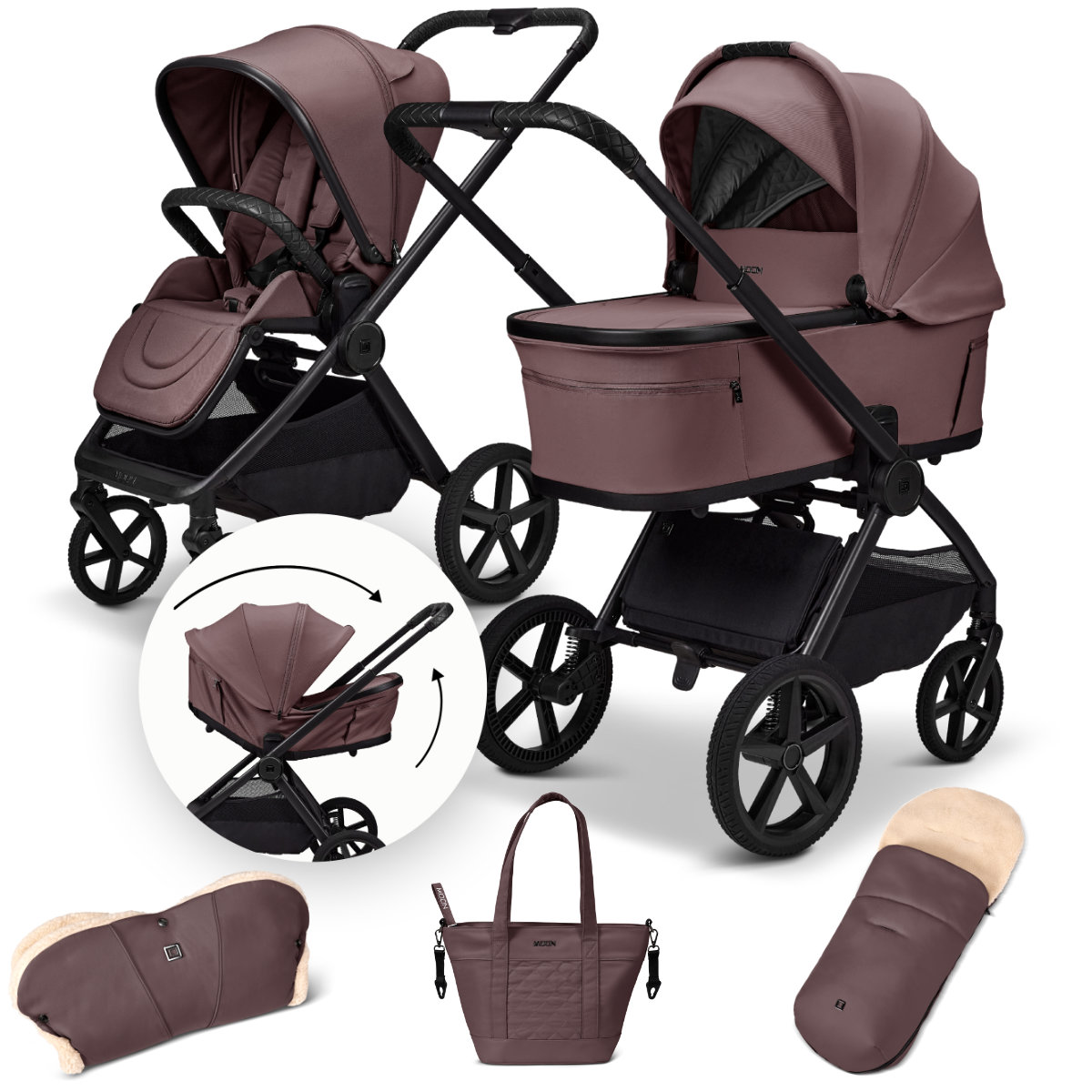 Moon Gio Fold Kinderwagen Tonka - schräge Ansicht