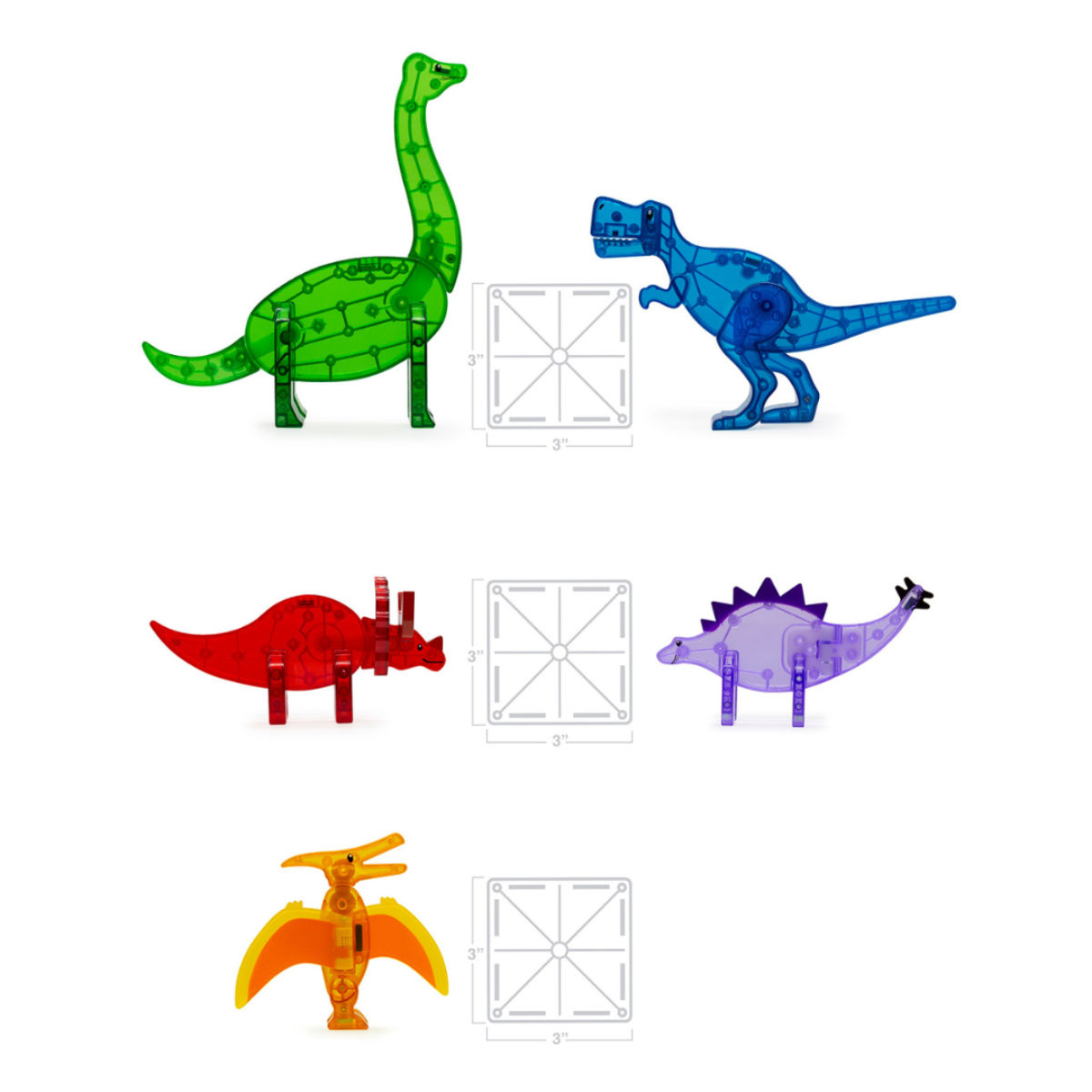 Magna-Tiles Dinosaurs – 5 Pieces