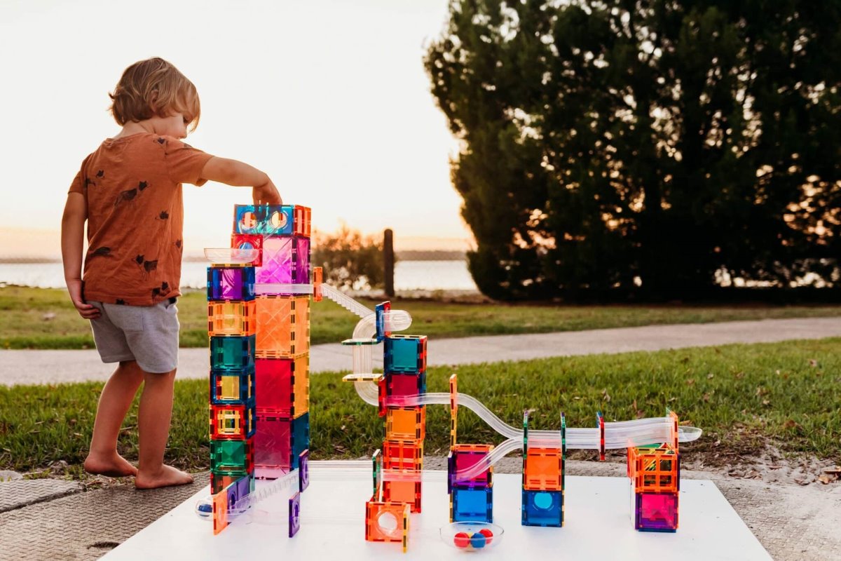 Connetix Magnetic Ball Run Rainbow Building Set - 92 Pieces