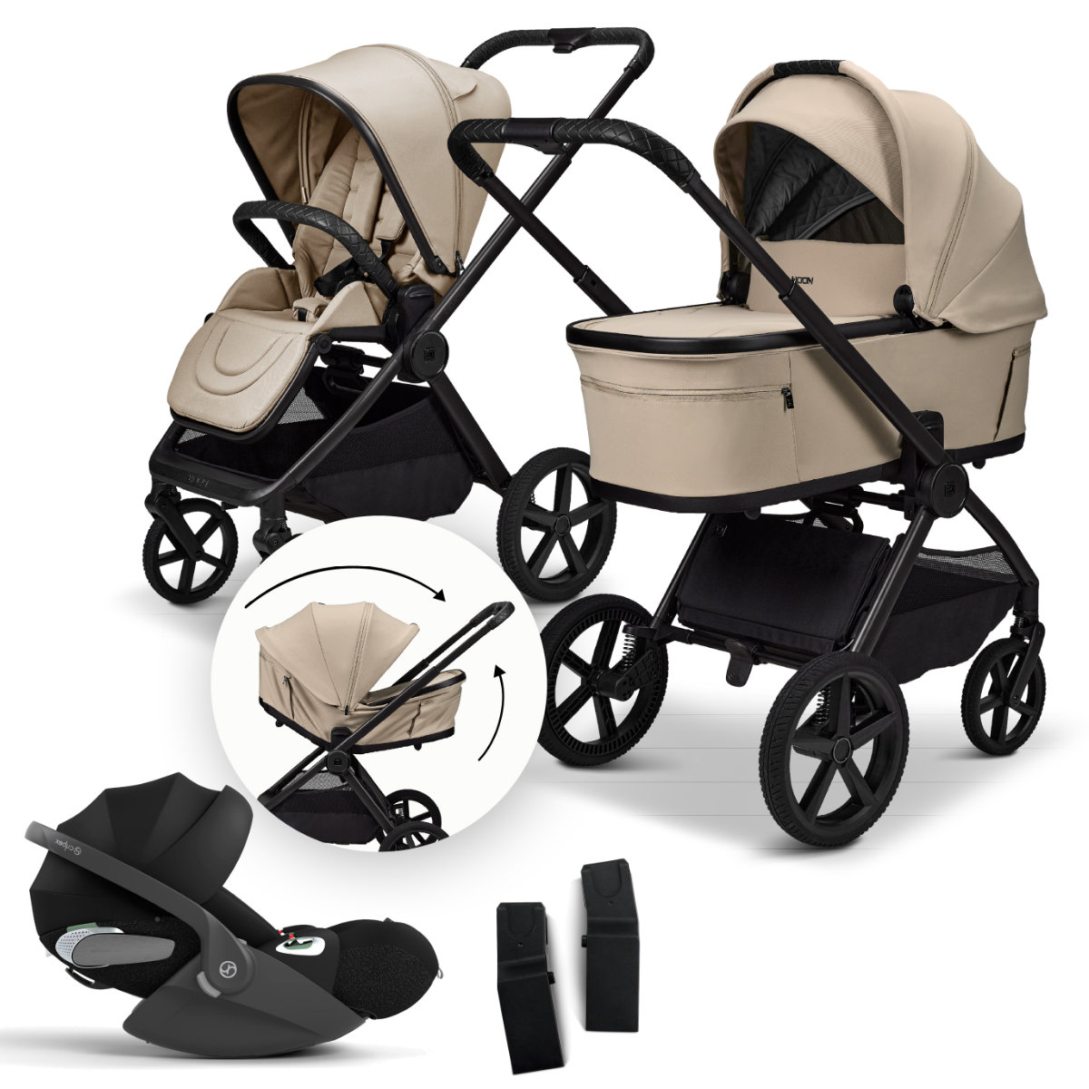 Moon Gio Fold 3 in 1 Stroller Set incl. Cybex Cloud T i-Size Infant Car Seat
