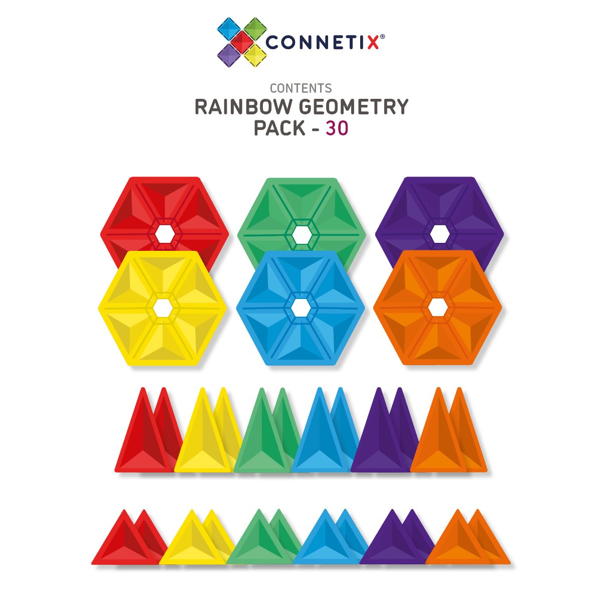 Connetix Magnetbausteine Set - Rainbow Geometry - 30 Teile