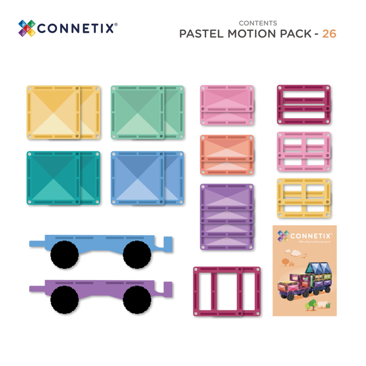 Connetix Magnetbausteine Pastel Motion Pack – 26 Teile