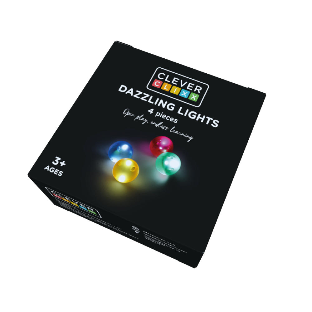 Cleverclixx Light Effect Ball Set – 4 Magnetic Balls for Marble Runs