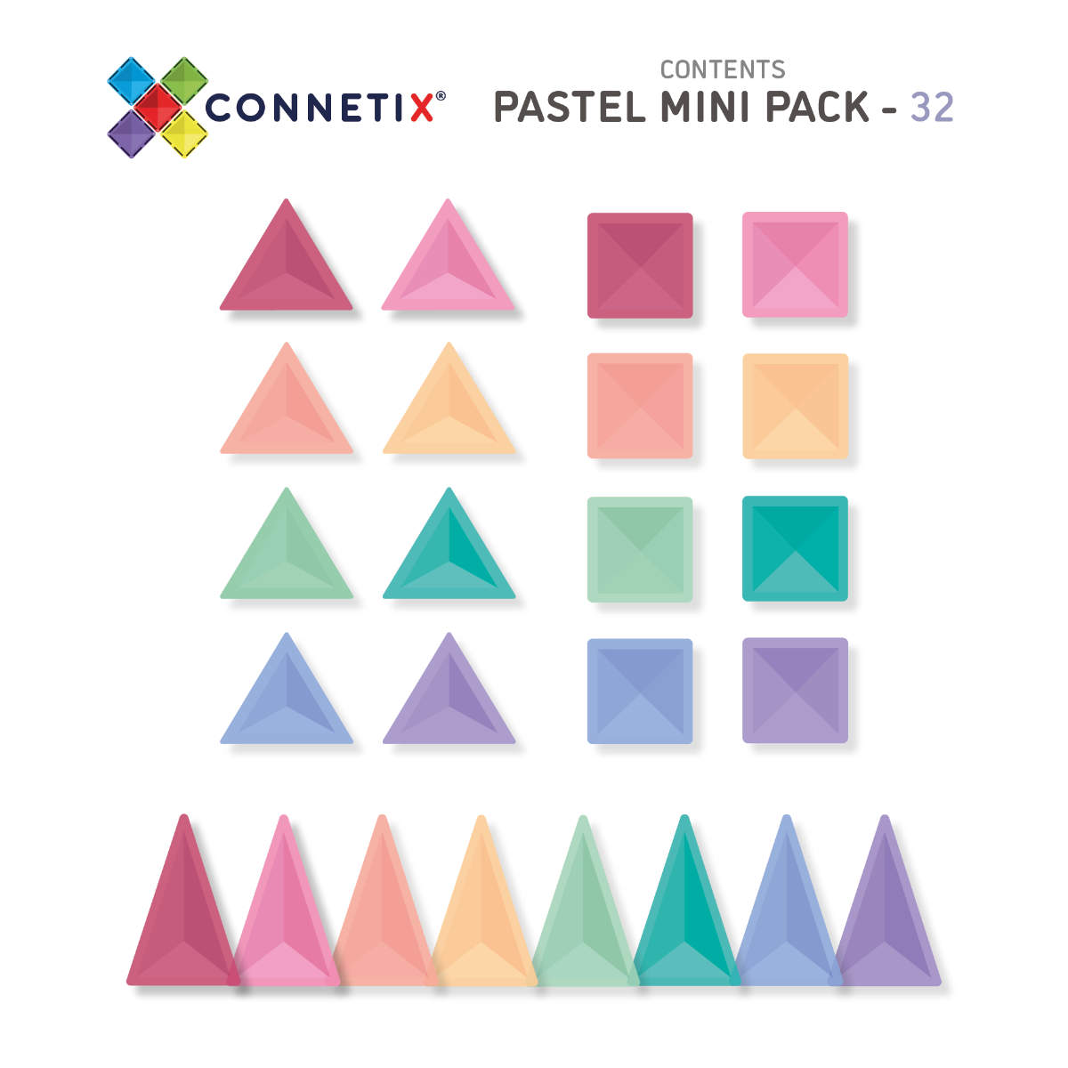 Connetix Magnetbausteine Pastel Mini Pack - 32 Teile