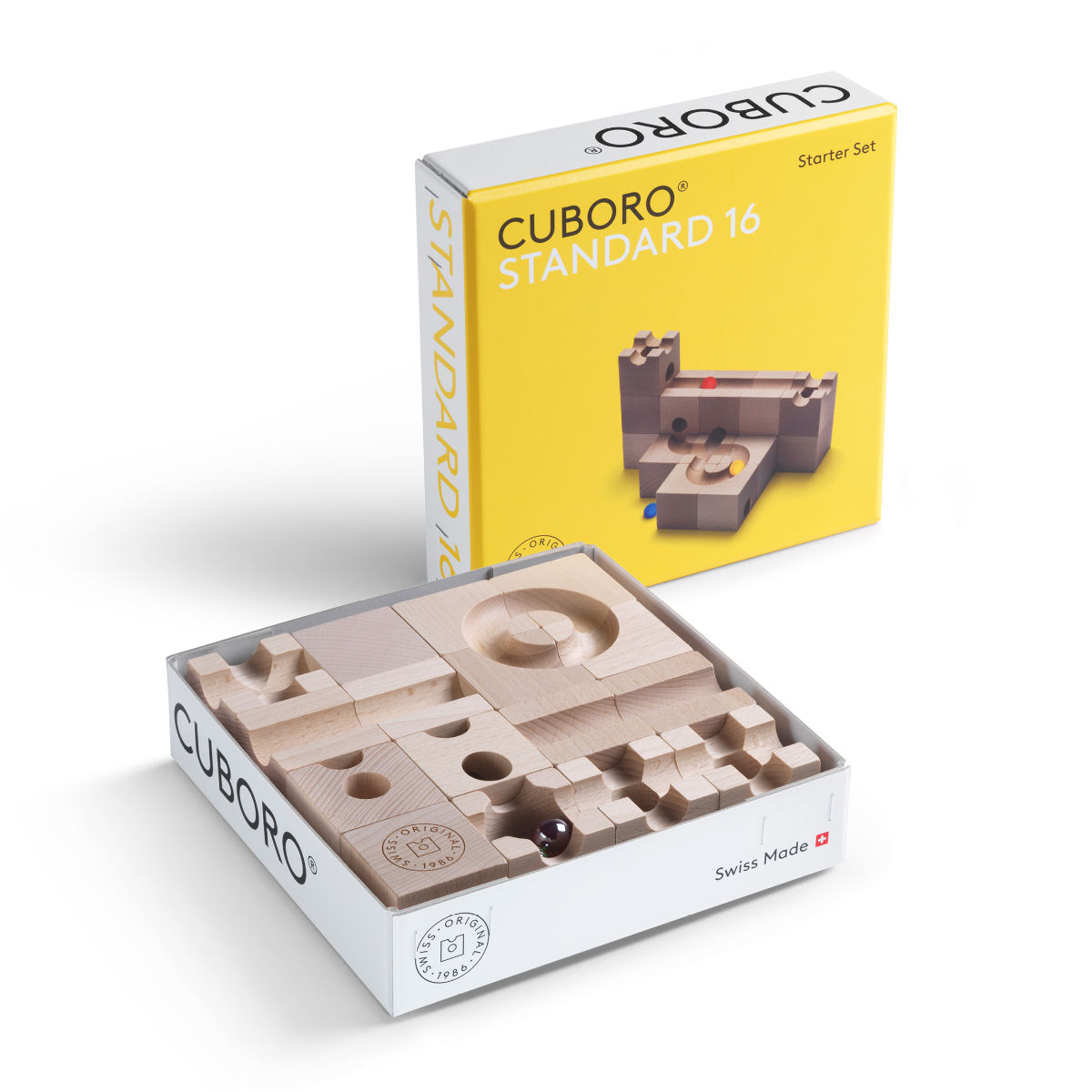 CUBORO Kugelbahn STANDARD 16 das Starter Set, 16-teilig