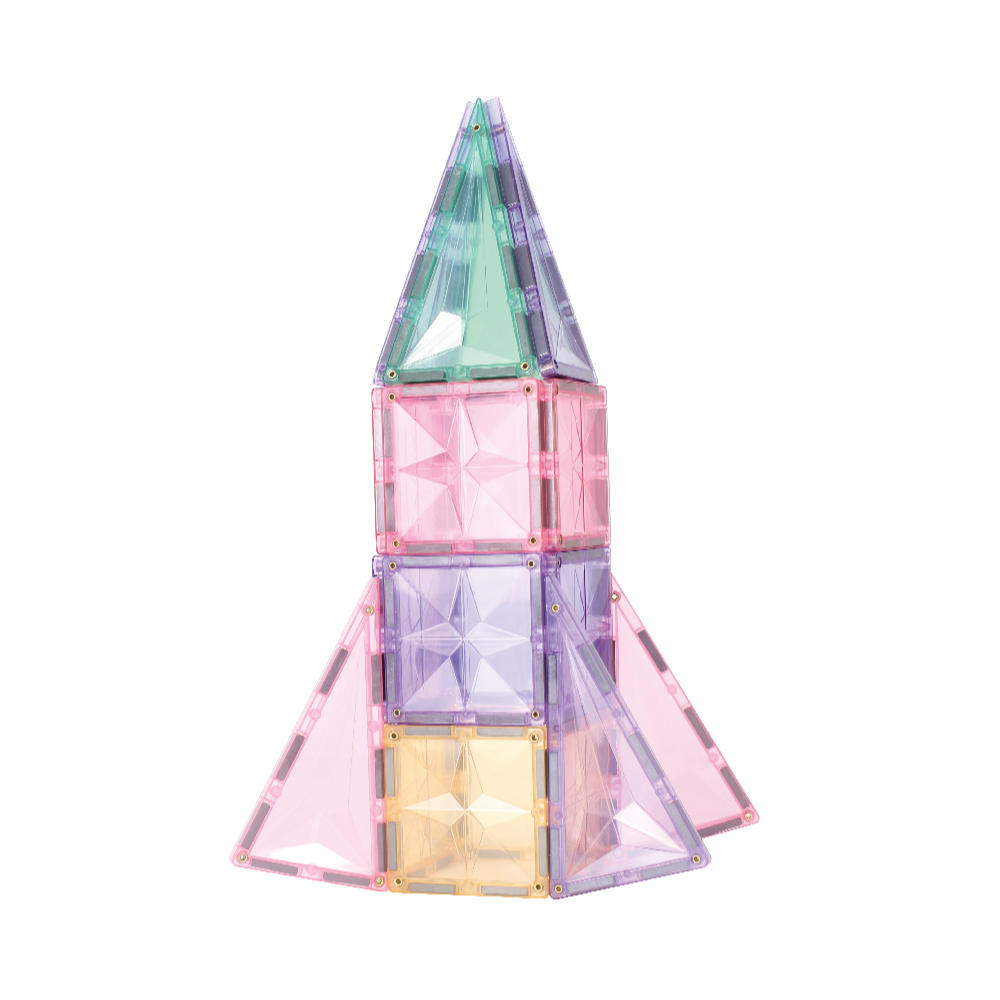 Cleverclixx Compact Set in Pastel Colors – 36 Pieces Magnetic Tiles