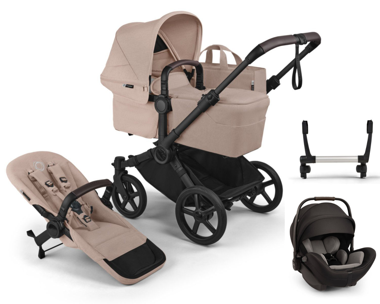 Bugaboo Donkey 6 Kinderwagen in Beige - schräge Ansicht