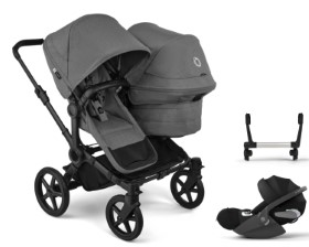 Bugaboo Donkey 6 Geschwisterwagen in Grau - schräge Ansicht