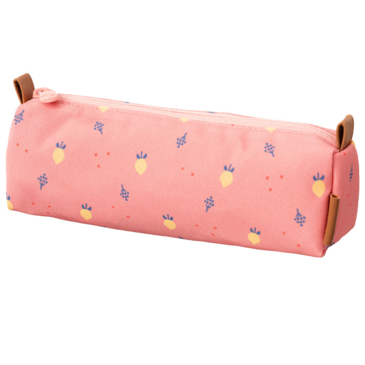 Stiftemäppchen in Rosa mit Mustern - schräge Ansicht