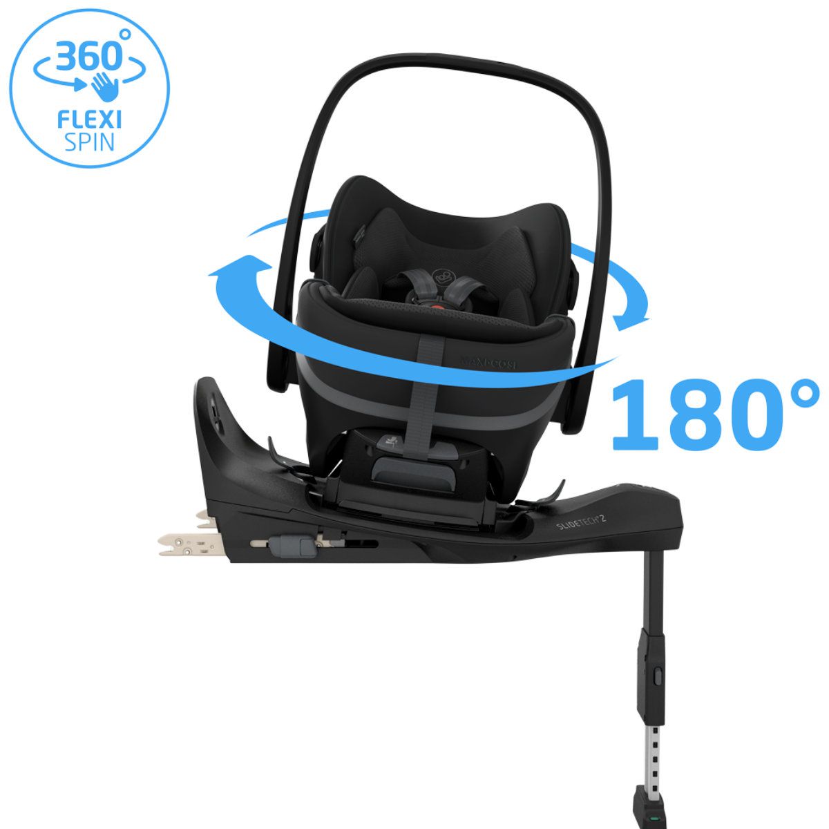 Maxi-Cosi Pebble 360 Autokindersitz in Schwarz - Rückansicht