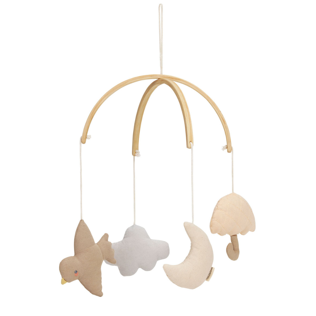 Baby Mobile mit Stofffiguren in Beige - Vorderansicht