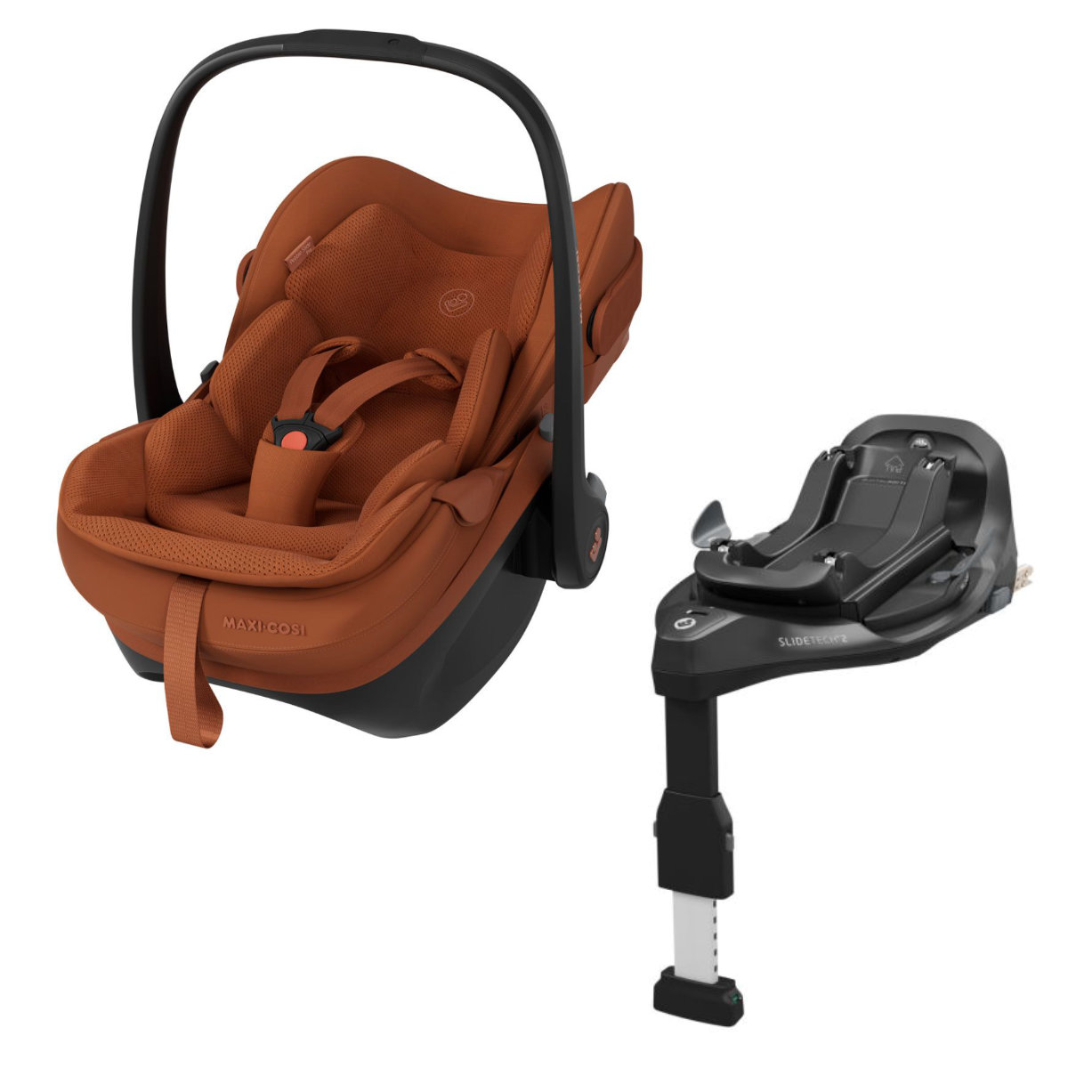 Maxi-Cosi Pebble Slide Pro + FamilyFix Slide Pro in Braun - Frontansicht
