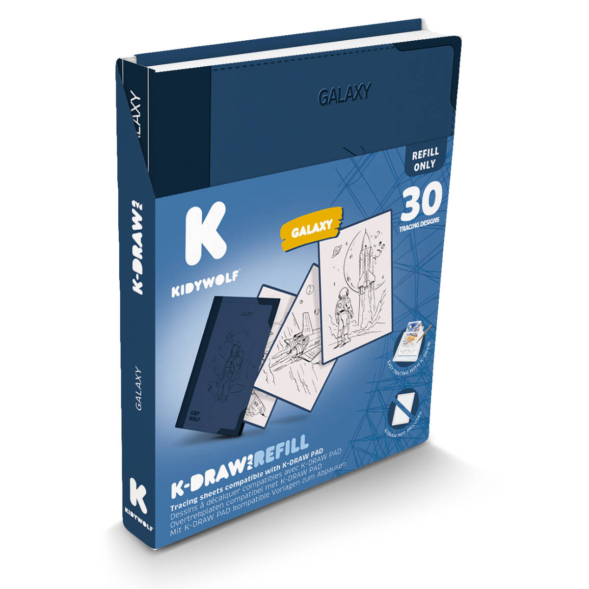 KIDYWOLF K-DRAW Refill Galaxy-Blau - schräge Ansicht
