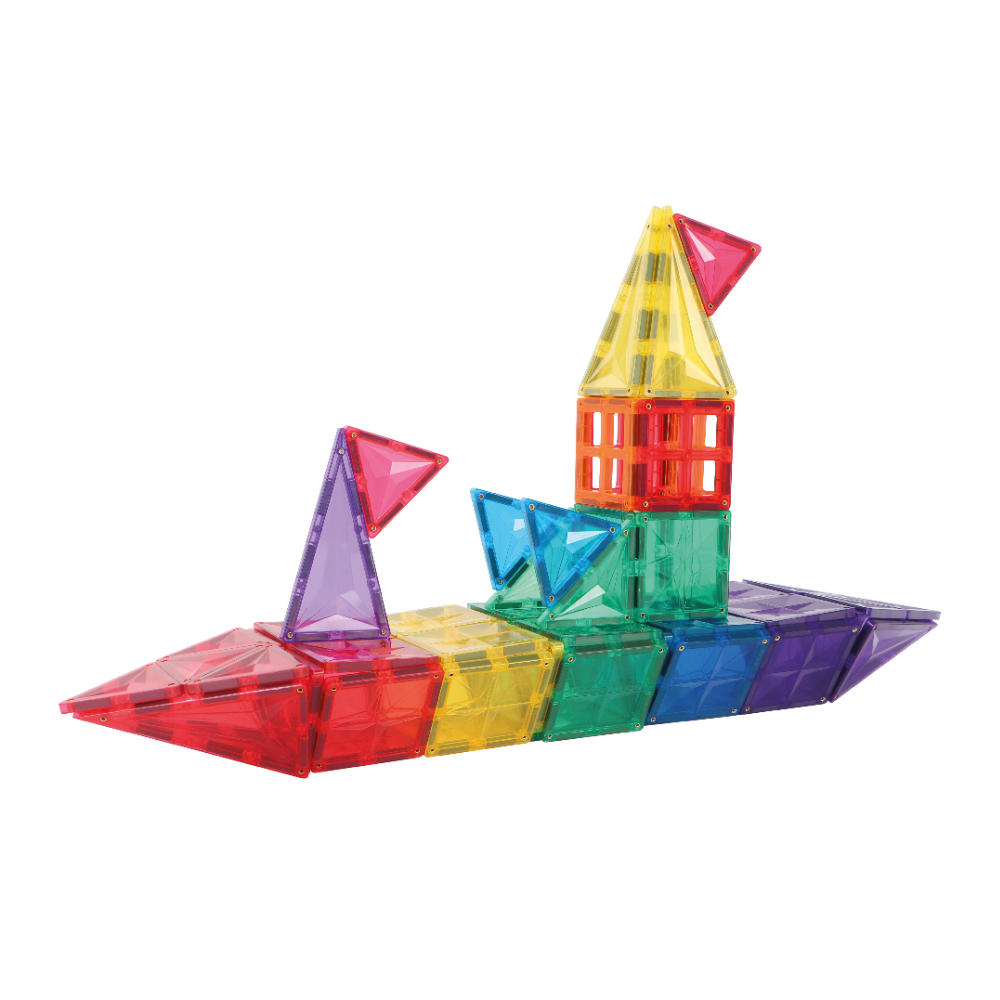 Cleverclixx Original Set in Bright Colors – 60 Pieces Magnetic Tiles