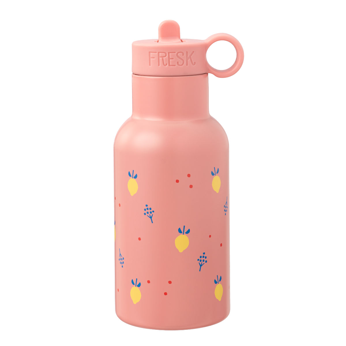 Fresk Trinkflasche in Rosa mit Zitrusmotiven - Vorderansicht
