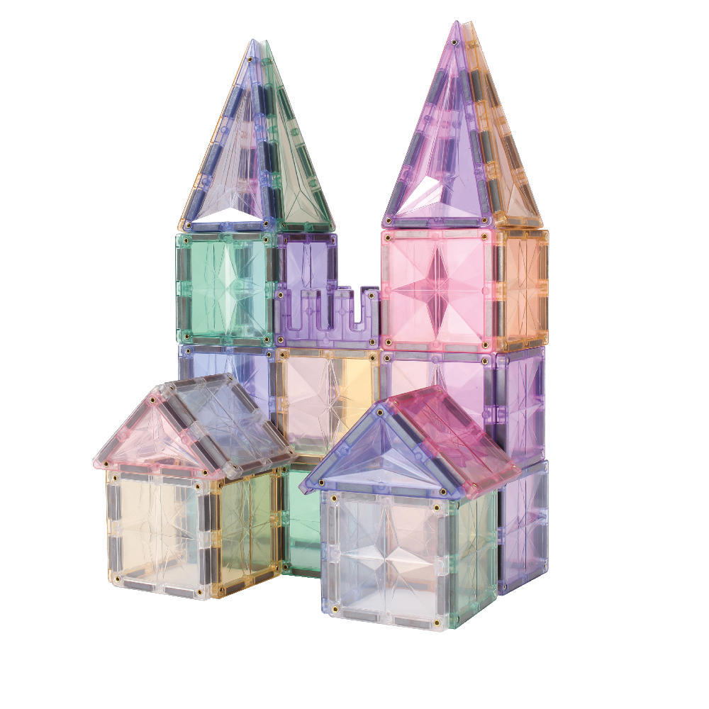 Cleverclixx Large Creative Set in Pastel Colors – 125 Pieces Magnetic Tiles