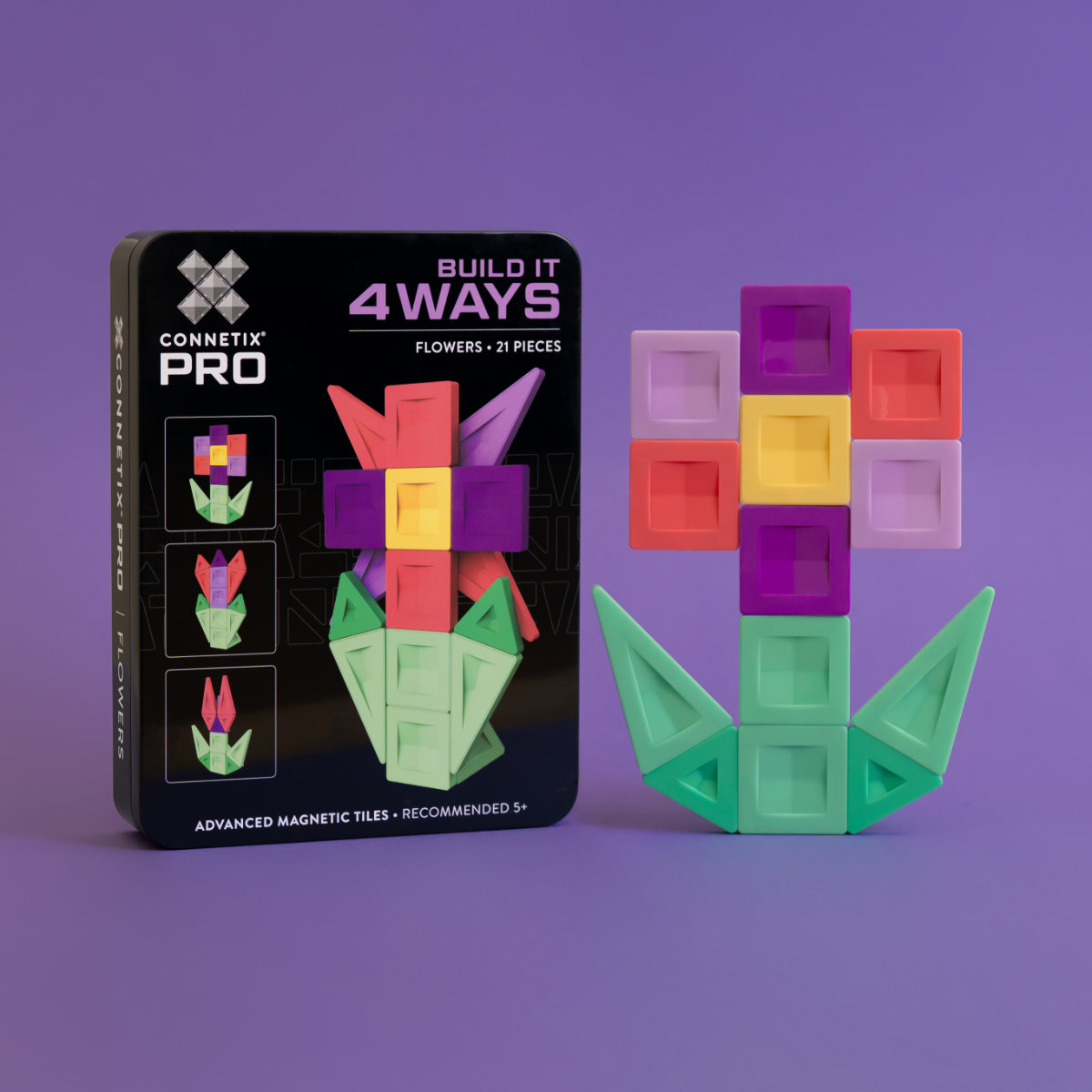 Connetix PRO Magnetbausteine Flowers Pack CP-T-00021-FL - Vorderansicht