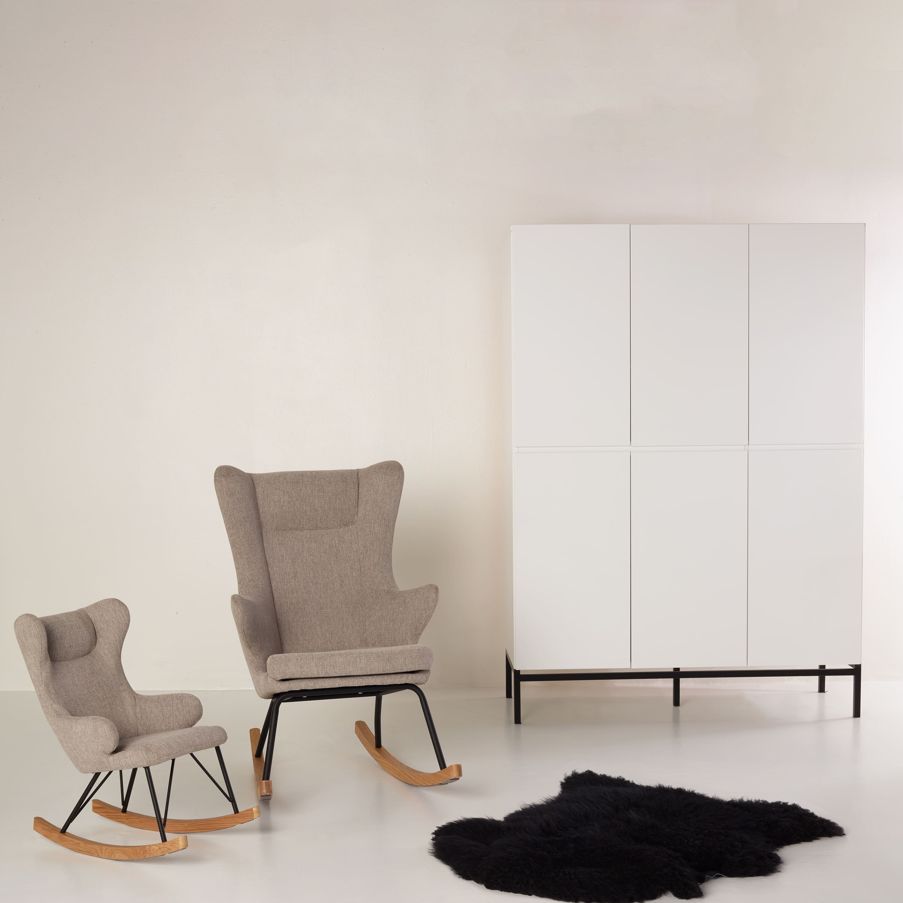 Quax Rocking Schaukelstuhl Erwachsene Deluxe in Beige - Vorderansicht