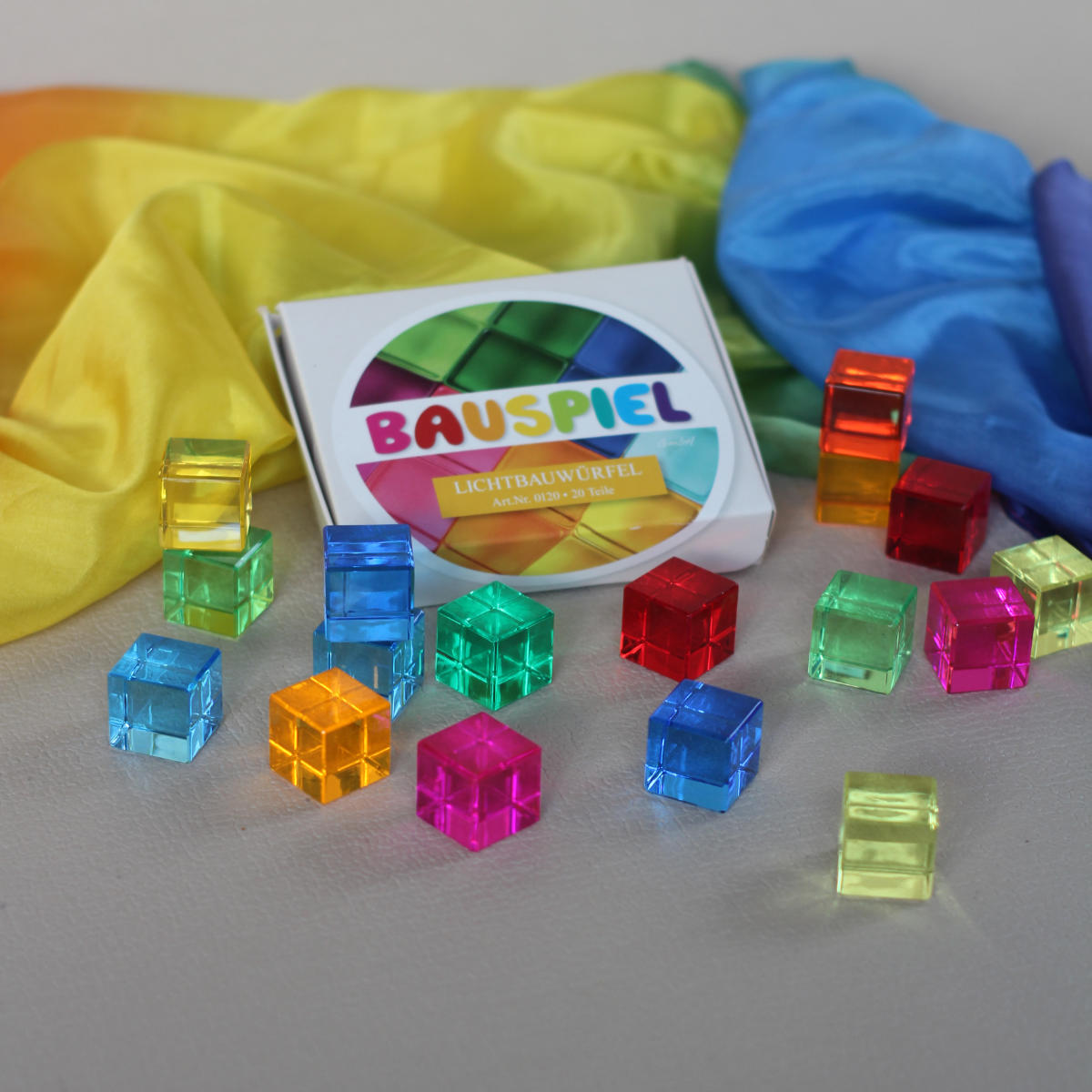 Bauspiel Lichtbouwblokken 20-delig in bunt - Vorderansicht