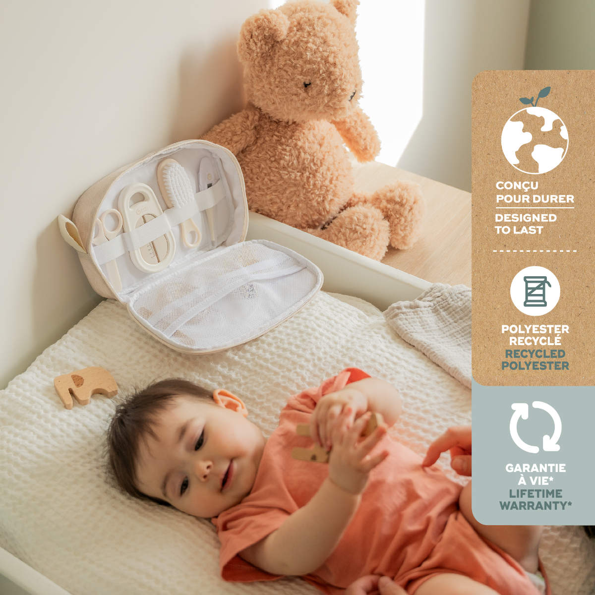 Babymoov Babypflege-Set 10-teilig in Beige - schräg
