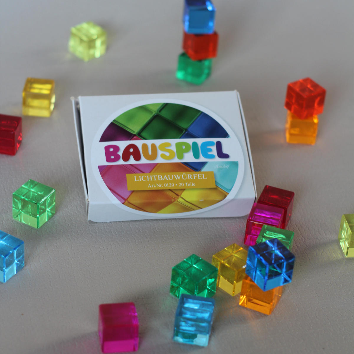 Bauspiel Lichtbouwblokken 20-delig in bunt - Draufsicht