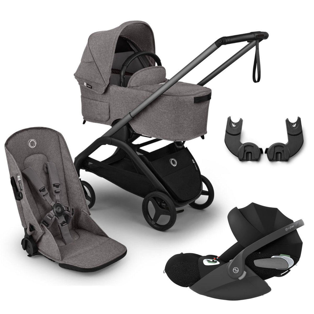Bugaboo Kinderwagen in Grau - schräge Ansicht
