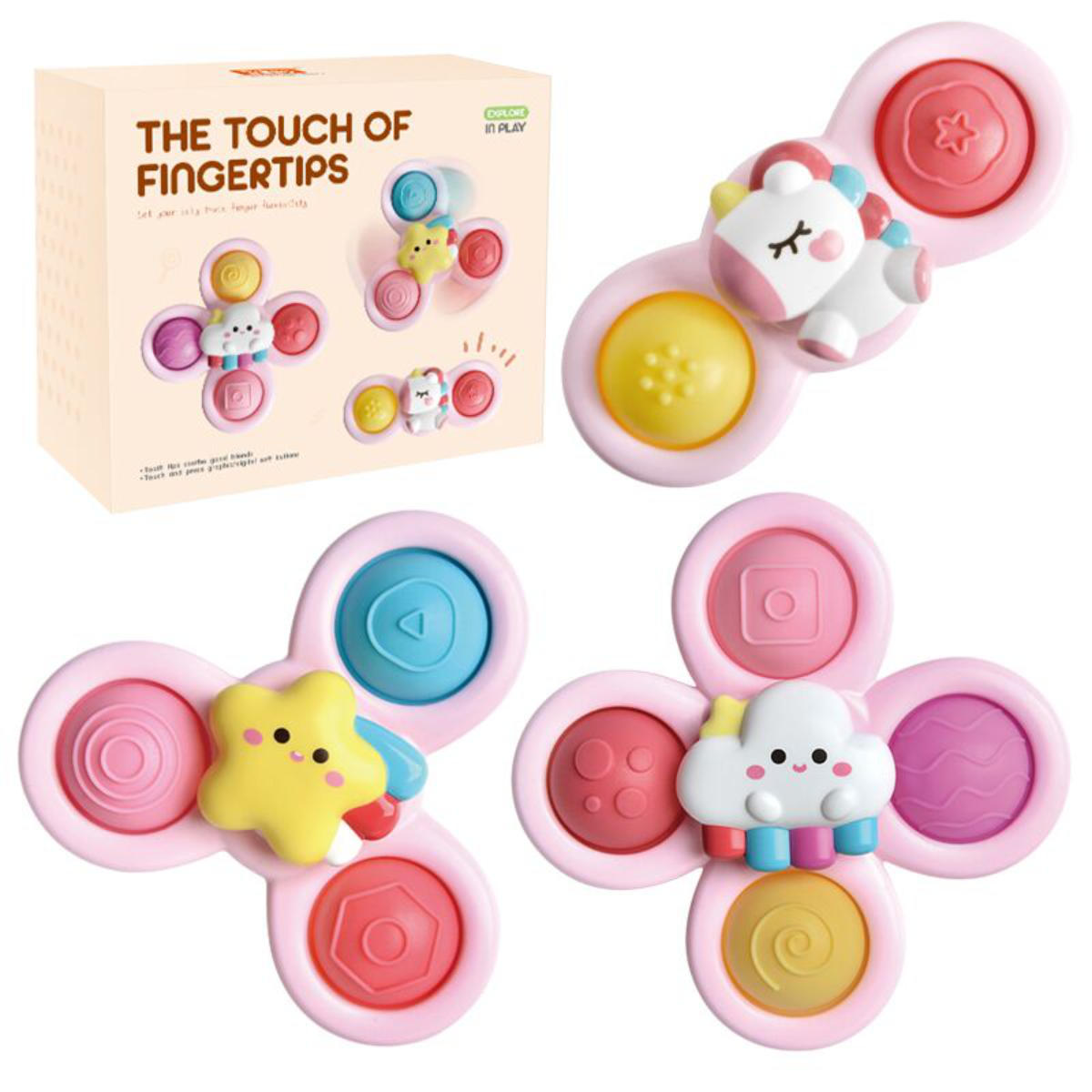 Fresh Kid Sensory Spinners with Suction Cups – Set of 3