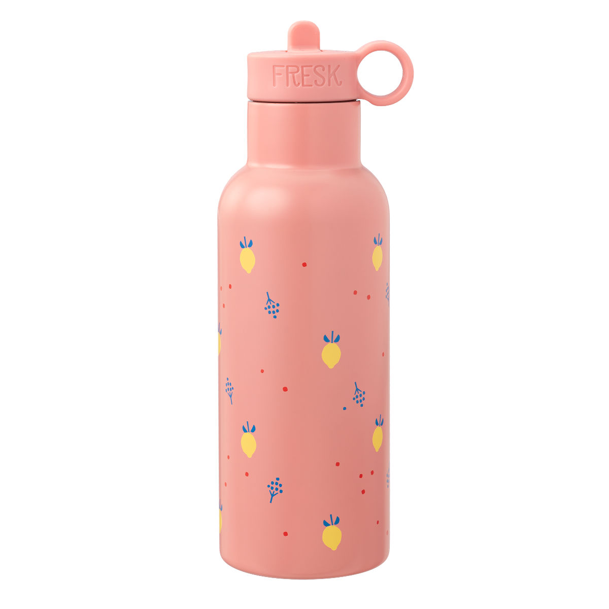 Fresk Edelstahlflasche in Rosa mit Muster - Seitenansicht