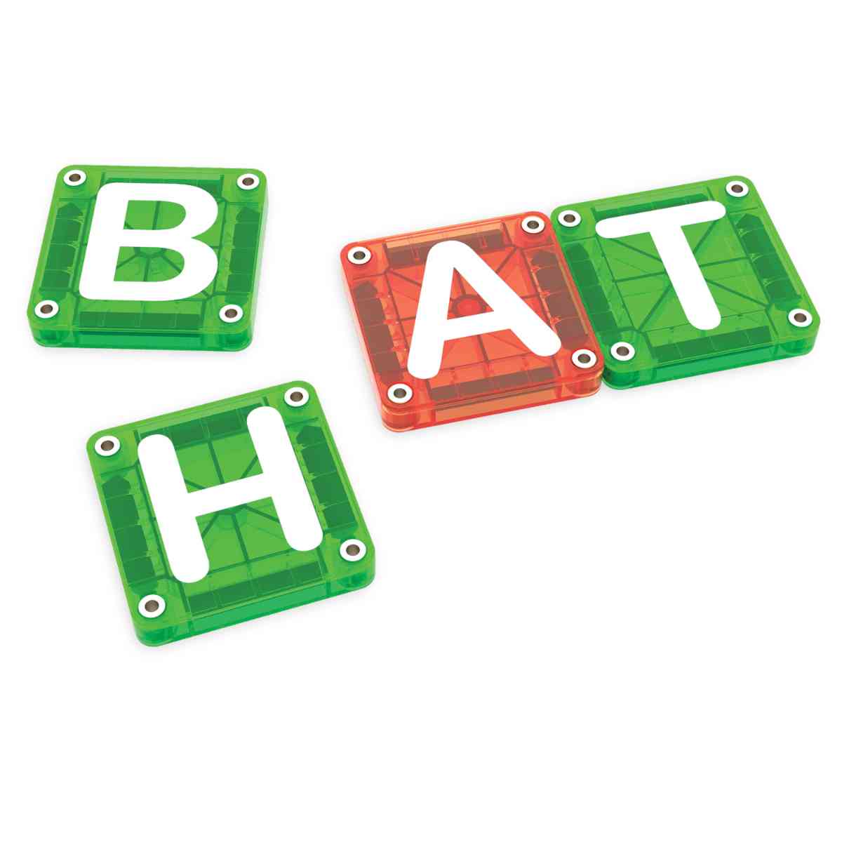 MAGNA-TILES microMAGS LEARN Buchstaben 254056LL in Grün und Orange - Draufsicht