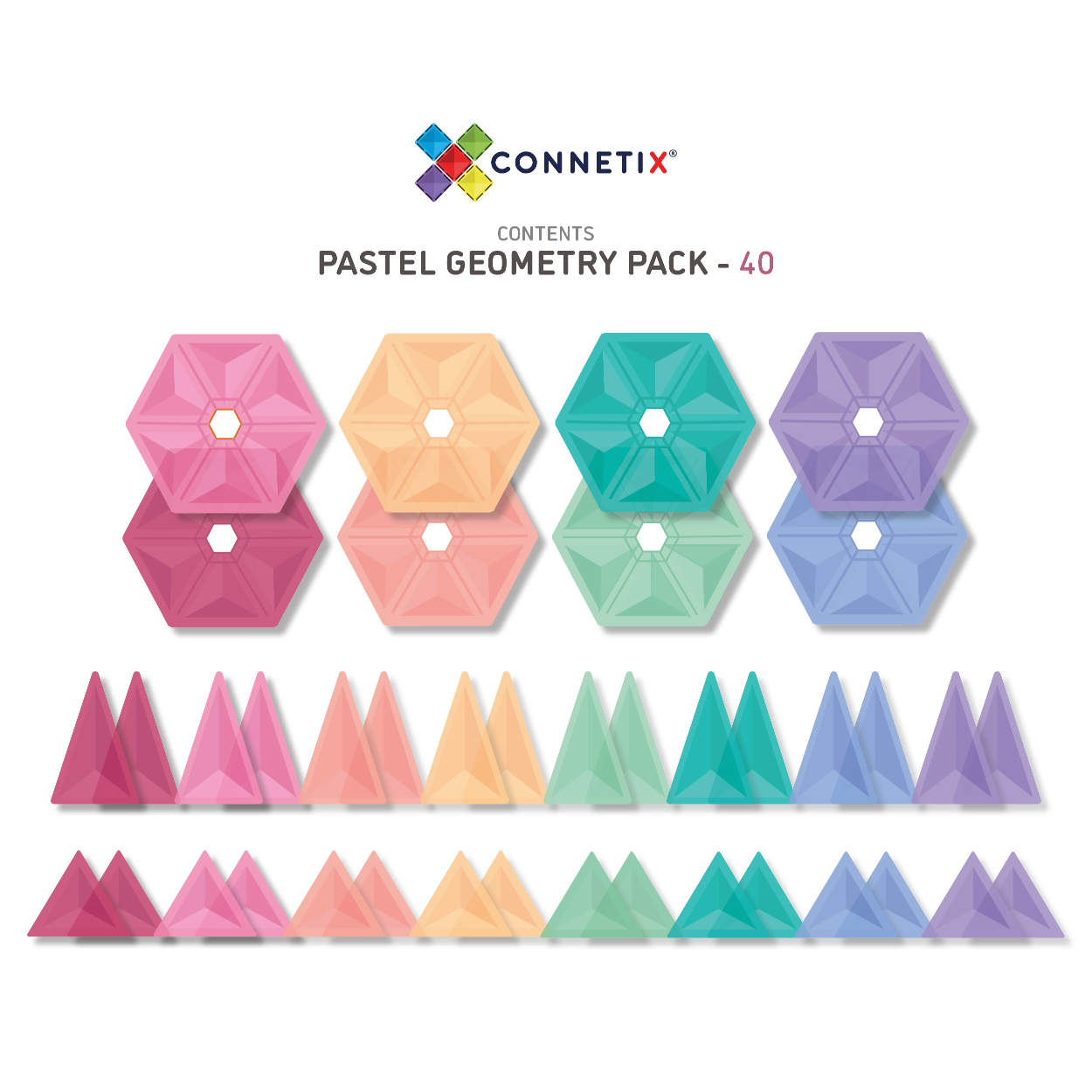 Connetix Magnetbausteine Set - Pastel Geometry - 40 Teile