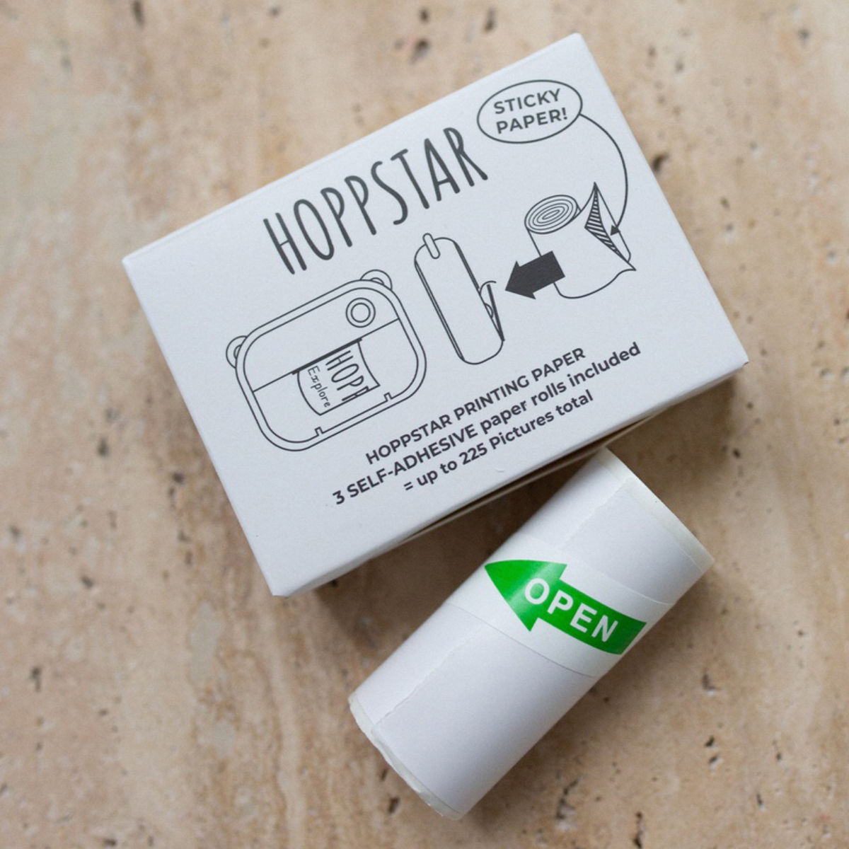 Hoppstar Self-Adhesive Paper Rolls 3-Pack Refill - White