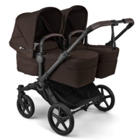Bugaboo Donkey 6 Duo Kinderwagen in Braun - Schrägansicht
