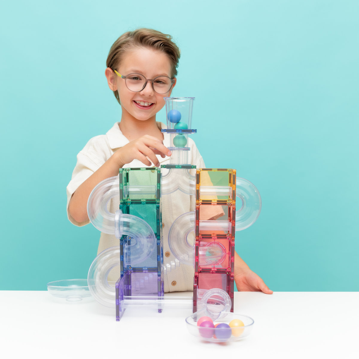 Connetix Magnetbausteine Pastel Creative Ball Run Bundle – 218 Teile