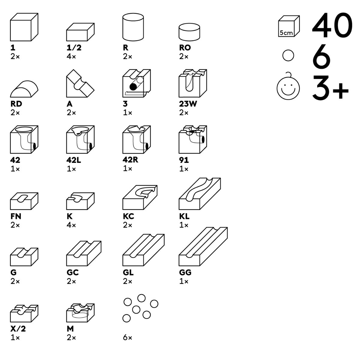 CUBORO Kugelbahn JUNIOR das Starter Set, 40-teilig