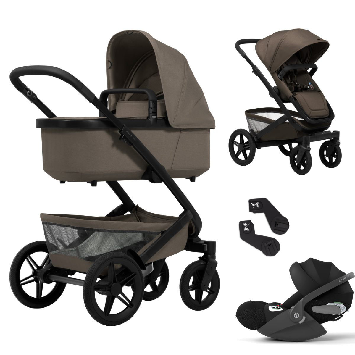 Joolz Geo5 Kinderwagen Set 3 in 1 in Braun - schräge Ansicht