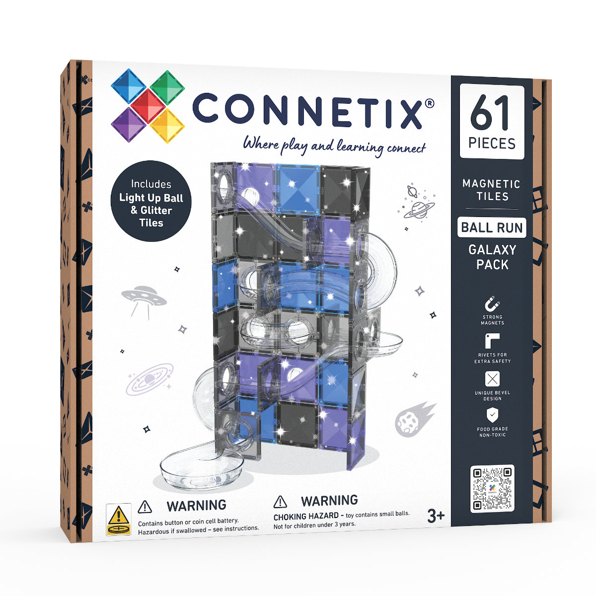 Connetix Magnetbausteine Kugelbahn Galaxy Pack – 61 Teile