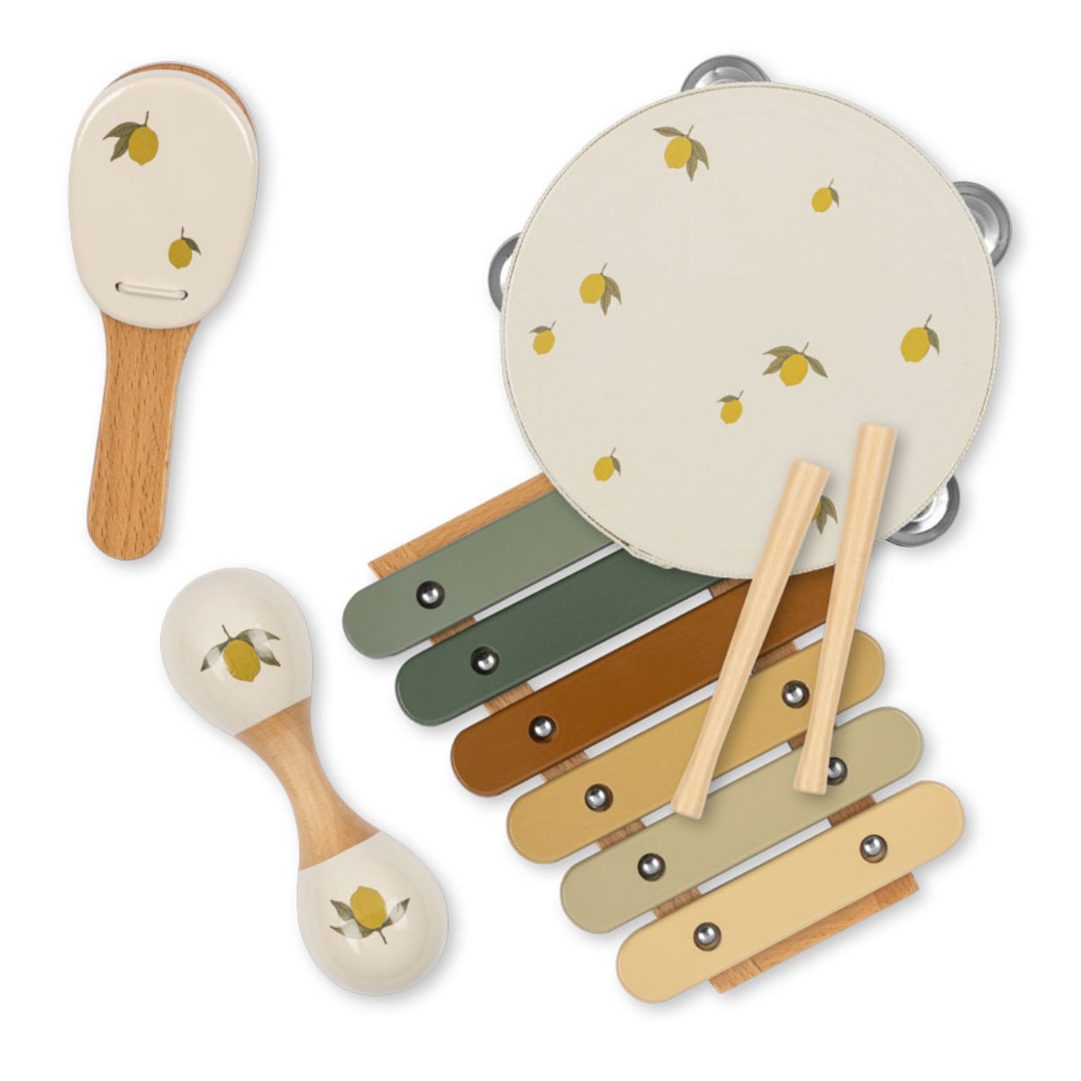 Konges Sløjd Music Set in Suitcase – incl. Tambourine, Castanet, Maracas & Xylophone