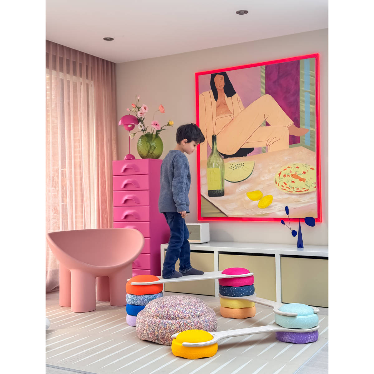 Stapelstein Super Confetti Rainbow Set Classic + Balance Board