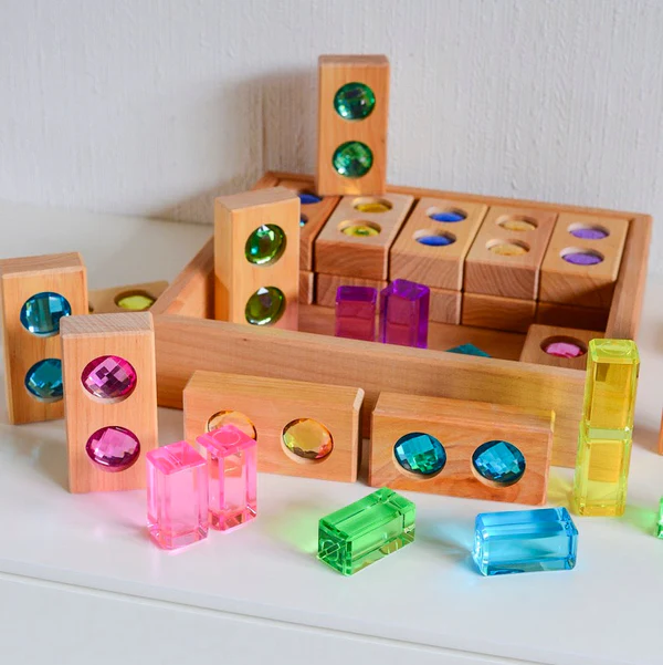 Bauspiel Kleine Pastelstraat 45-delig in Pastellfarben - schräge Ansicht