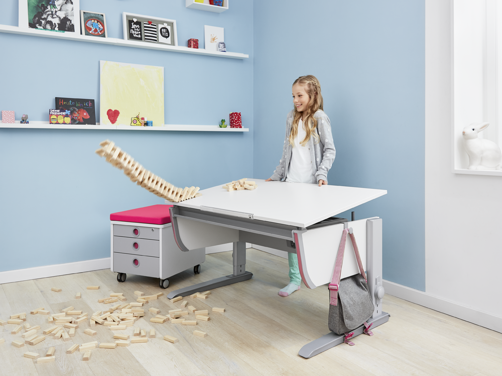 Moll Pro Rollcontainer in Grau und Pink - Seitenansicht