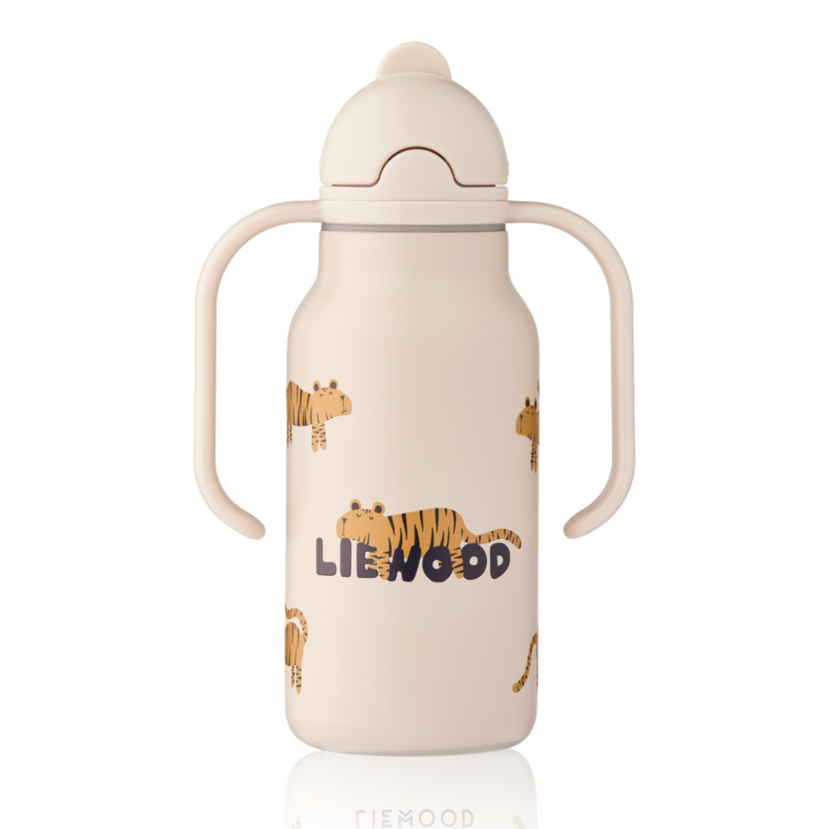 Liewood Trinkflasche in Beige mit Tigern - Vorderansicht