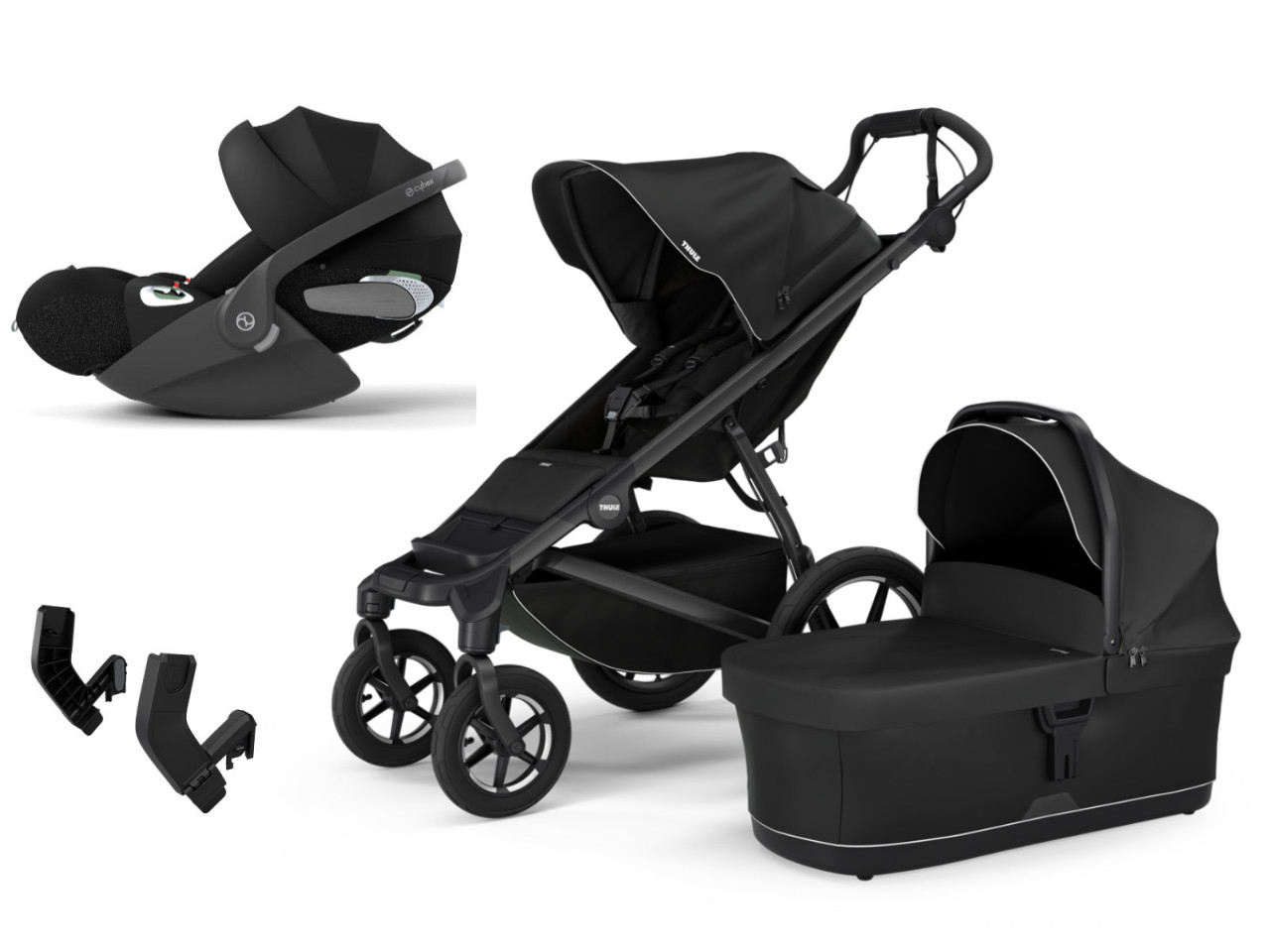 Thule Urban Glide 4 Kinderwagen Set in Schwarz - schräge Ansicht