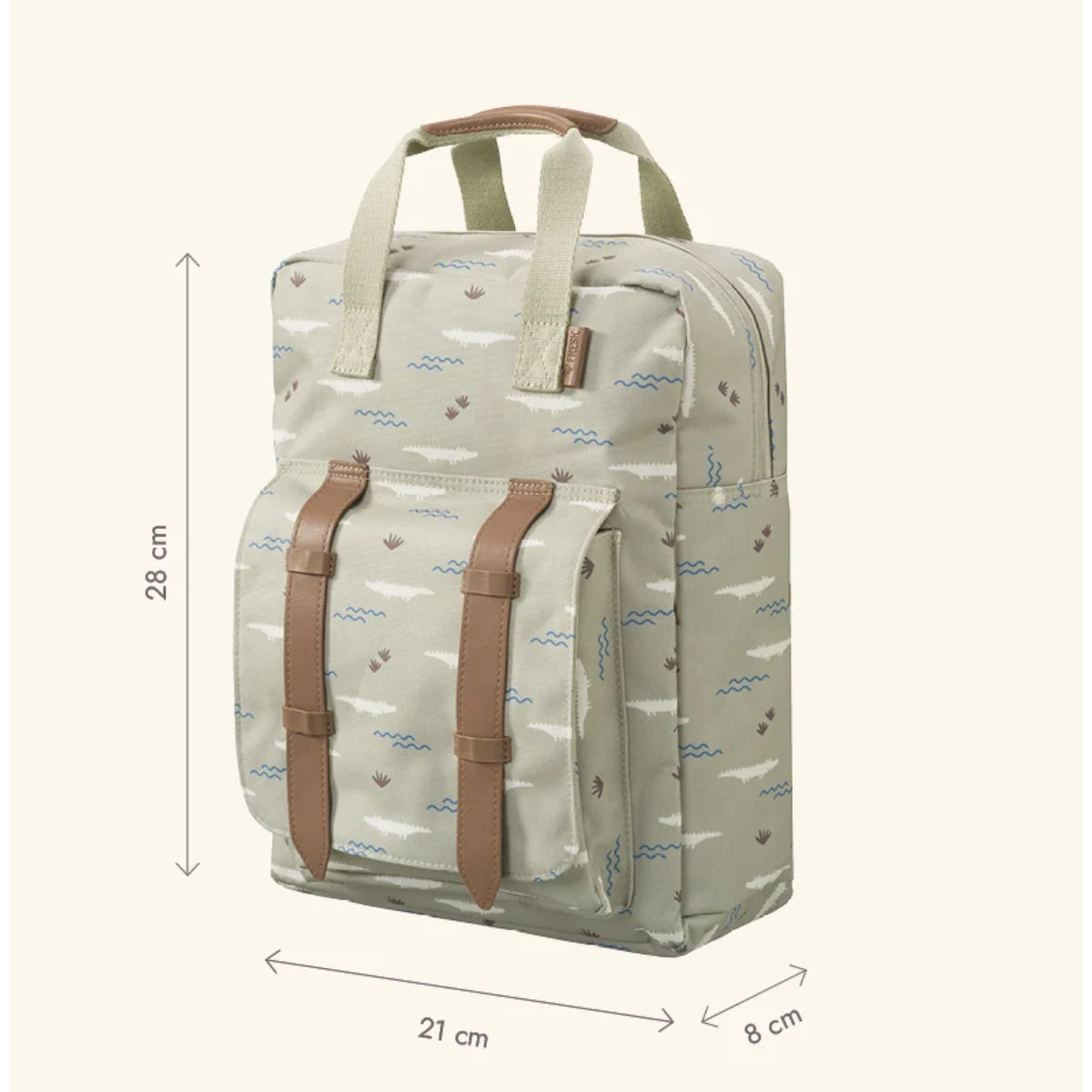 Fresk Mini Rucksack in Beige mit Muster - schräge Ansicht