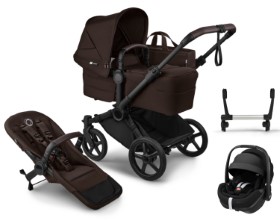 Kinderwagen-Set in Braun - schräge Ansicht