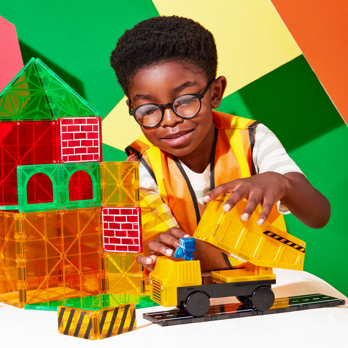 Magna-Tiles Builder XL – 50 Teile in Bunt - Vorderansicht
