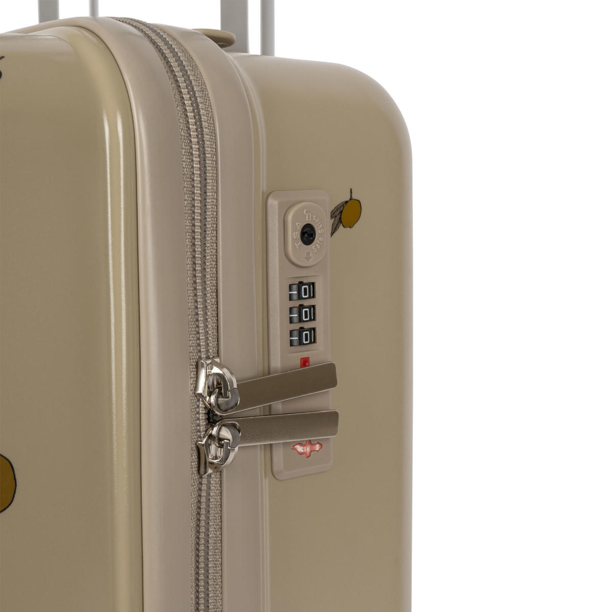 Hartschalenkoffer in Beige - Detailansicht mit Zahlenschloss