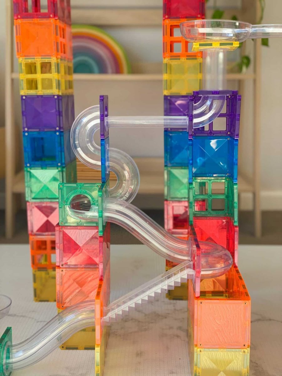 Connetix Magnetic Ball Run Rainbow Building Set - 92 Pieces