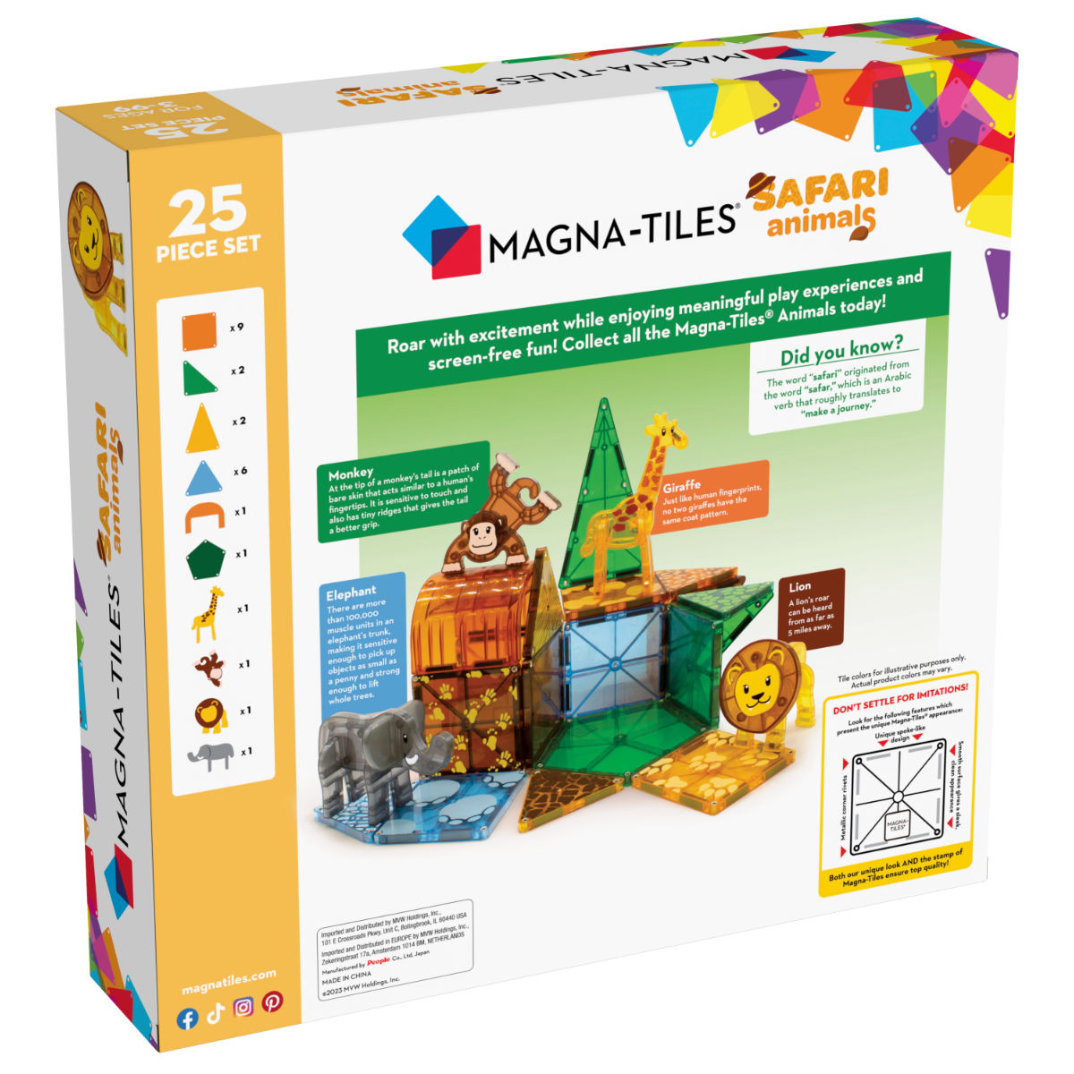 Magna-Tiles Safari Animals – 25 Pieces