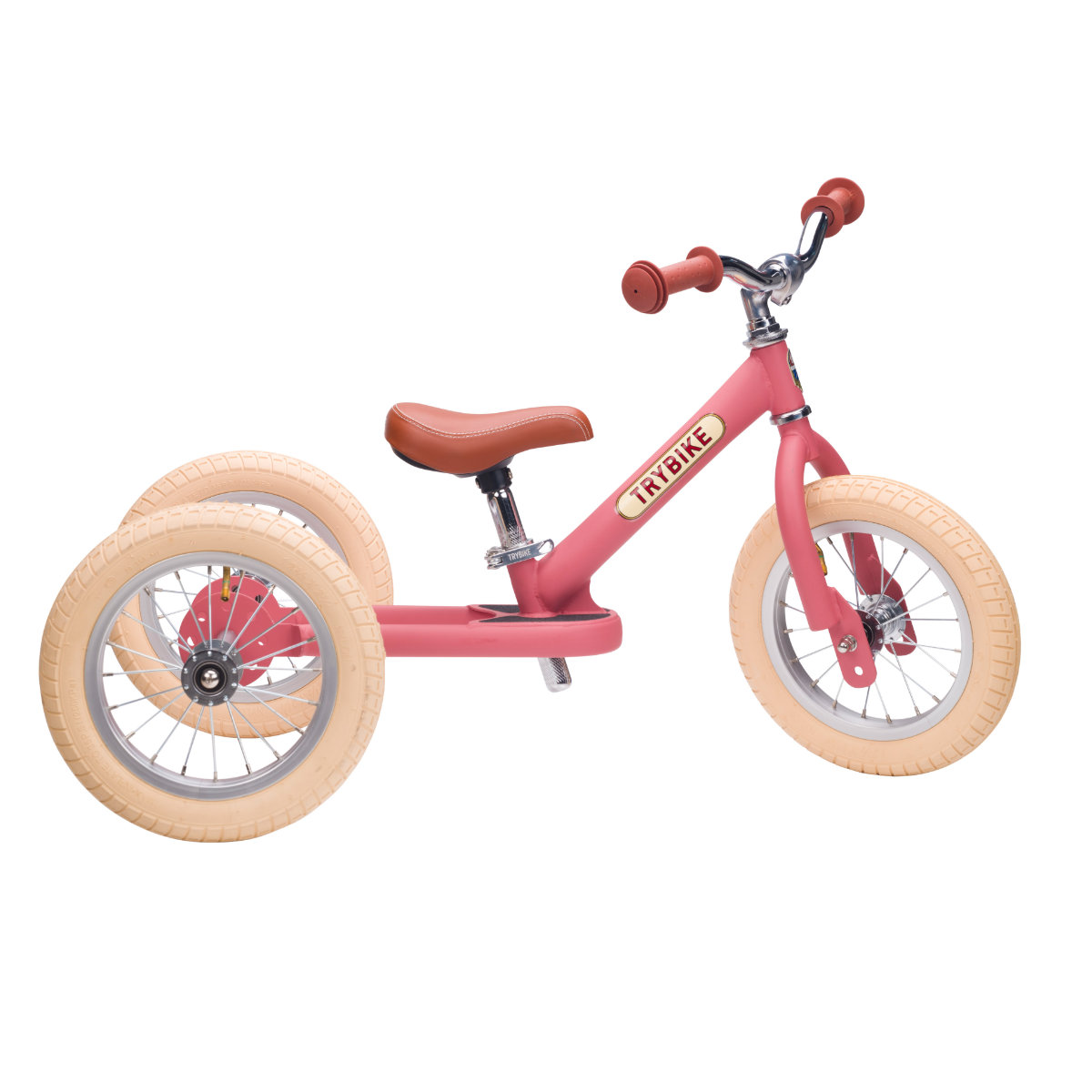 Trybike 2-in-1 Dreirad/Laufrad in Rosa - Seitenansicht