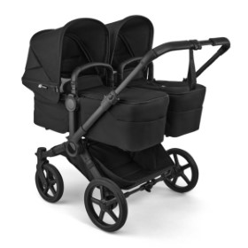 Bugaboo Donkey Doppelkinderwagen in Schwarz - schräge Ansicht